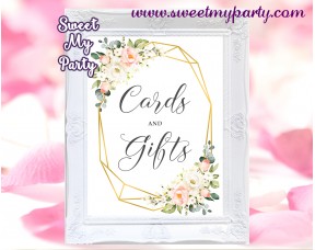 Geometric Cards and gifts sign printable,Floral cards and gifts template,(128)